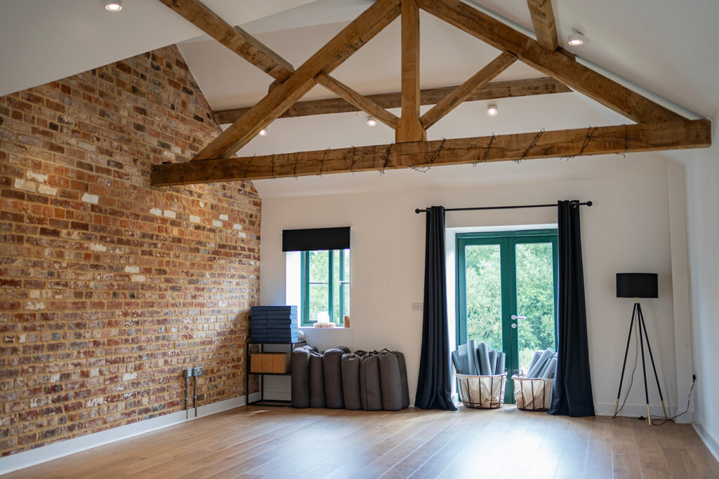 Pregnancy yoga studio in Banbury with mats stored in the corner