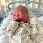 Newborn baby, after mum used hypnobirthing and pregnancy yoga techniques in labour.