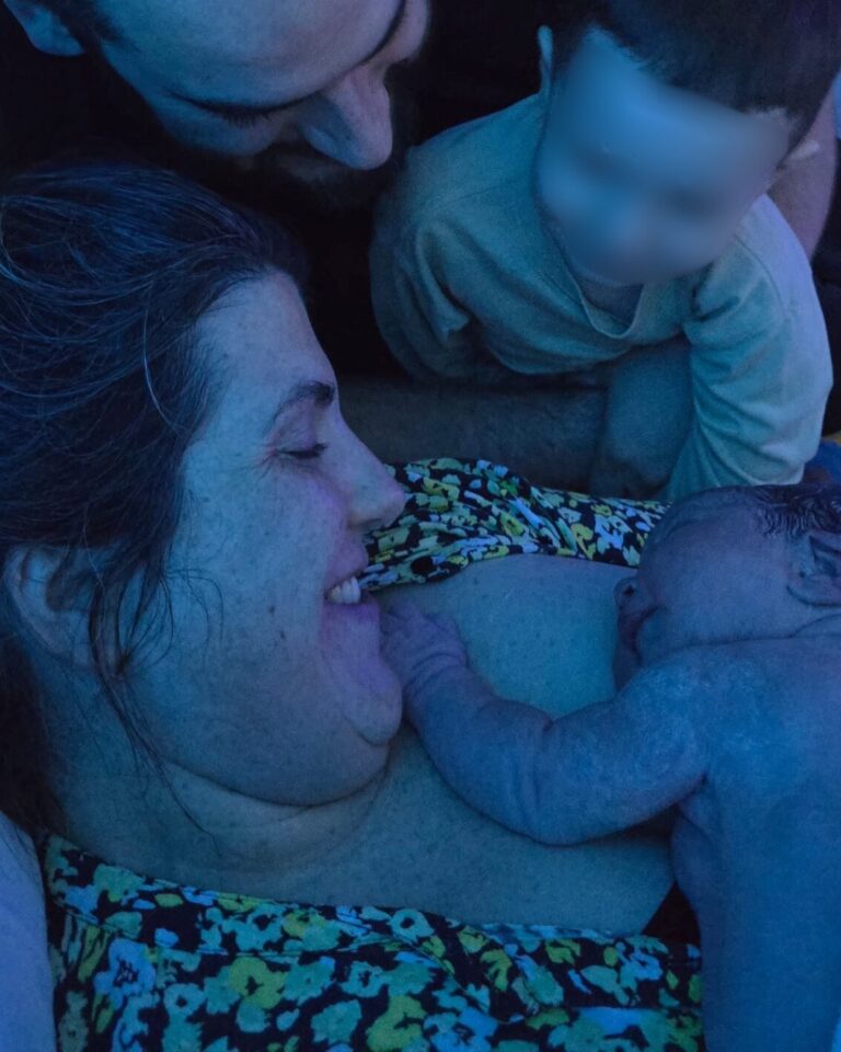 Katie holding her new baby, born at the Horton Hospital in Banbury